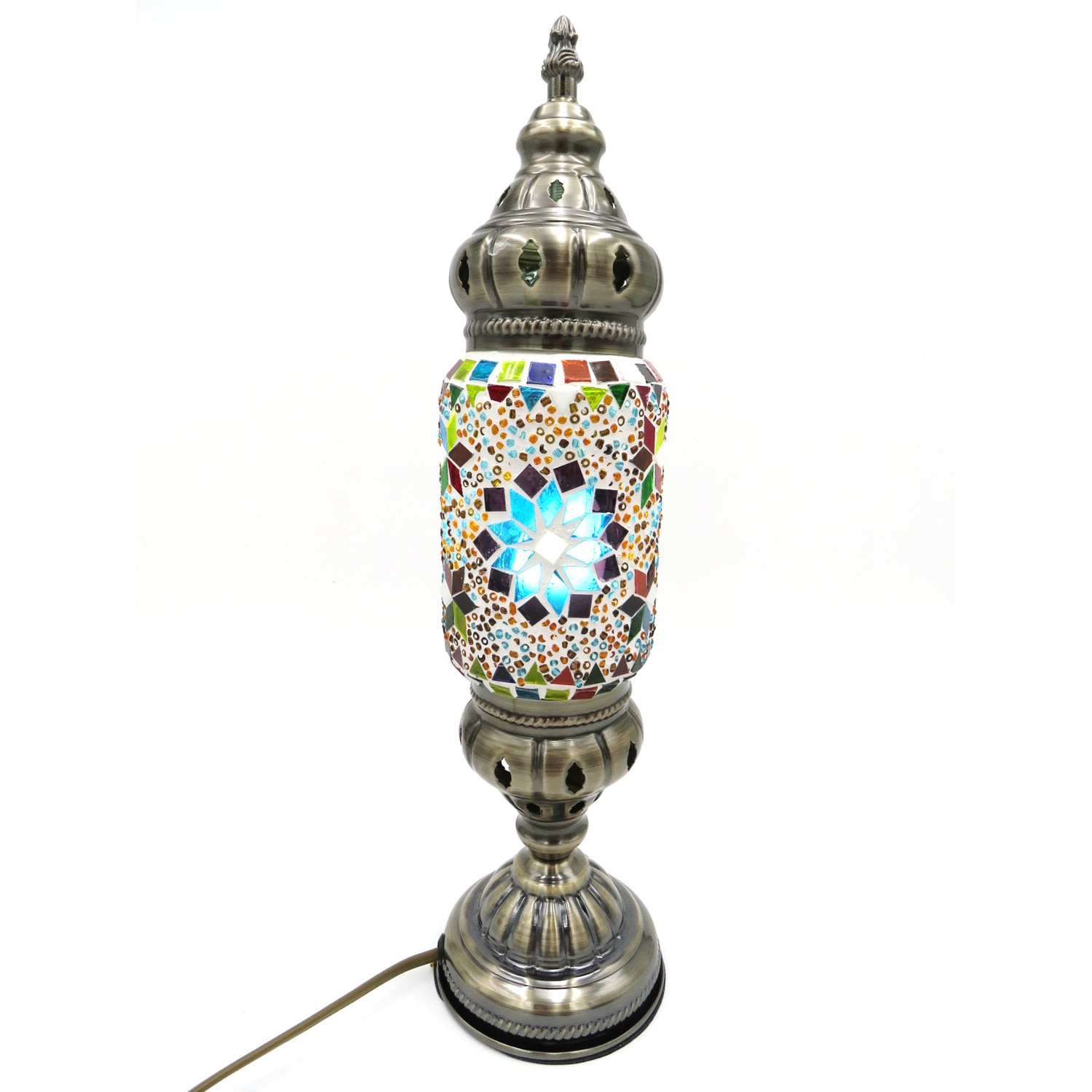 Veioza, mozaic din sticla lucrat manual, multicolor, oriental, 42 cm, H04