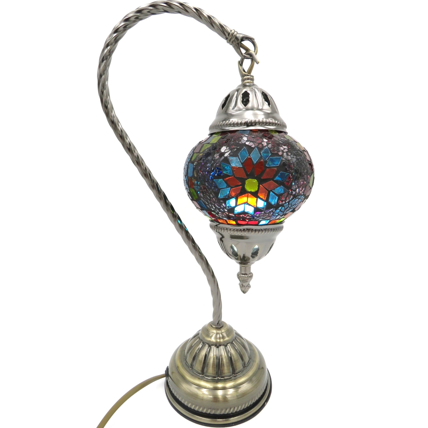 Veioza, mozaic din sticla lucrat manual, multicolor, oriental, 42 cm, N8