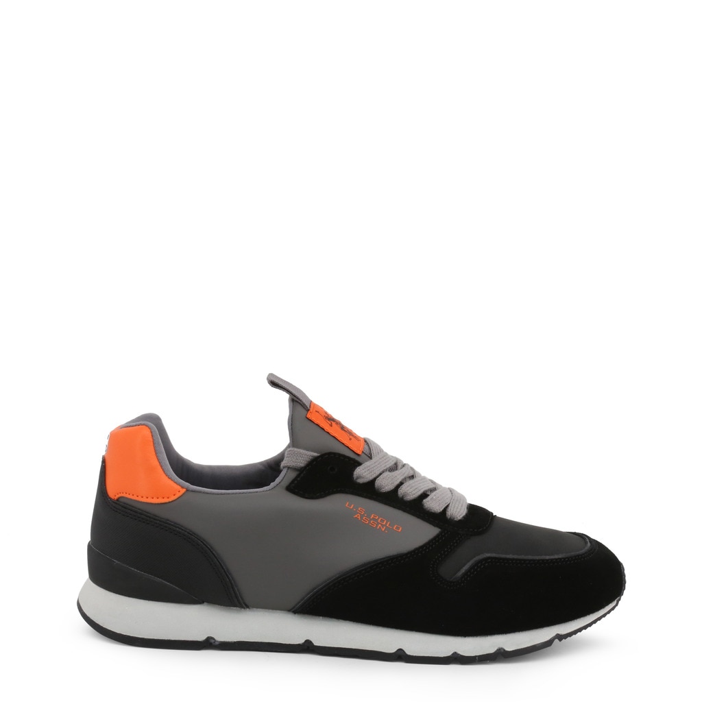 Sneakers piele sintetica U.S Polo, Negru/Portocaliu, Negru/Portocaliu