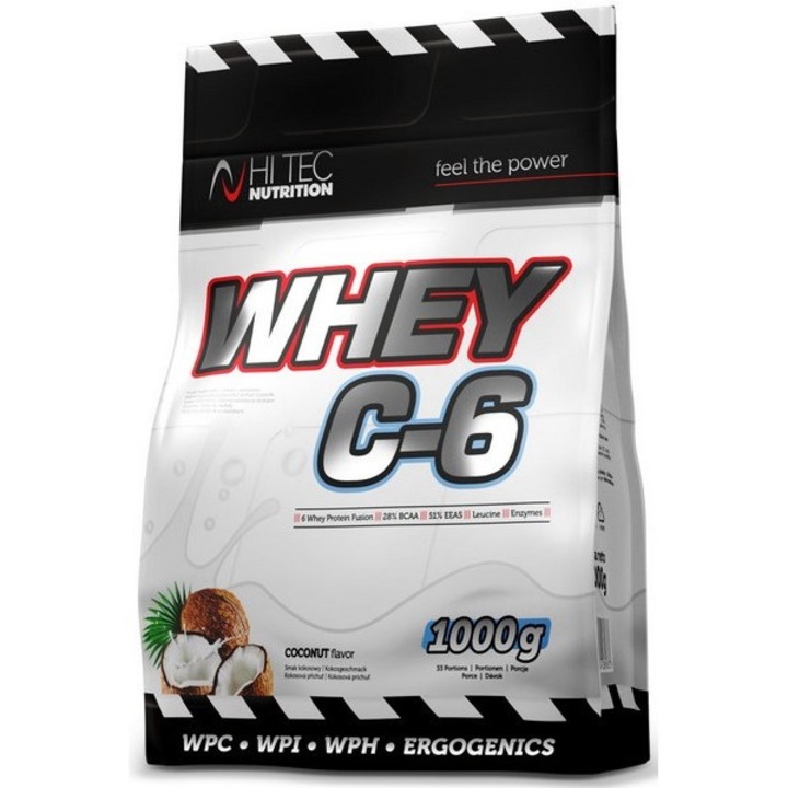 Supliment alimentar Hi-Tec Nutrition Whey C6, 1000 grame, Nuca de cocos