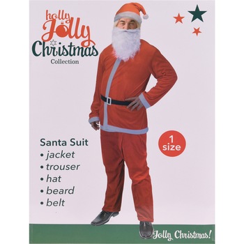 Costum Mos Craciun eNoelle, 5 piese, poliester, rosu/alb Costum Mos Craciun eNoelle, 5 piese, poliester, rosu/alb