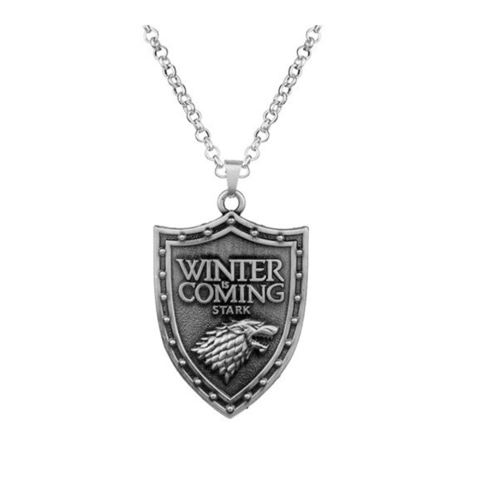 Lant cu pandantiv Scut Winter is Coming, colectia Game of Thrones, argintiu