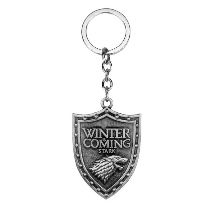 Breloc Game of Thrones, Scutul Stark - Winter is Coming, argintiu