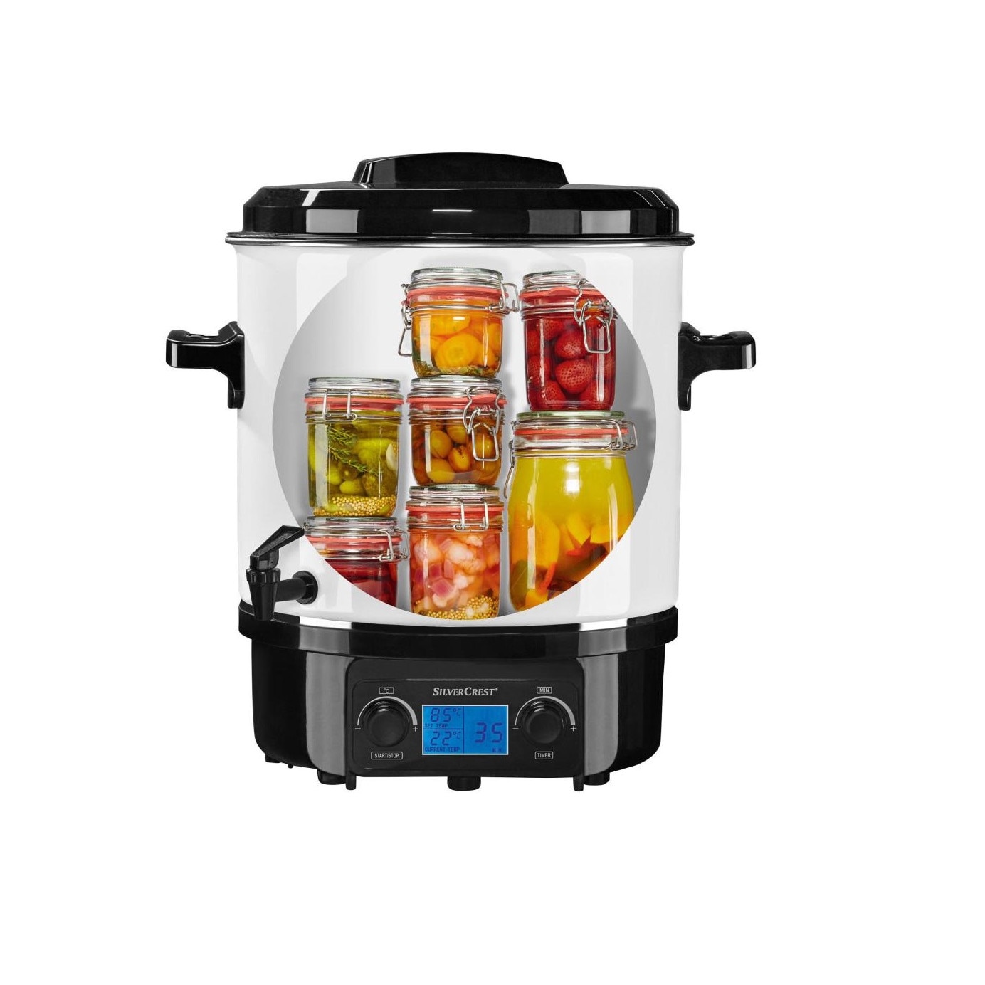 SilverCrest SEAD 1800 A1 digitális zománcozott, melegentartó adagoló, forró befőzőautomata, és 27L készítő 1800W ital forraltbor LCD / kijelzős, tea edény és
