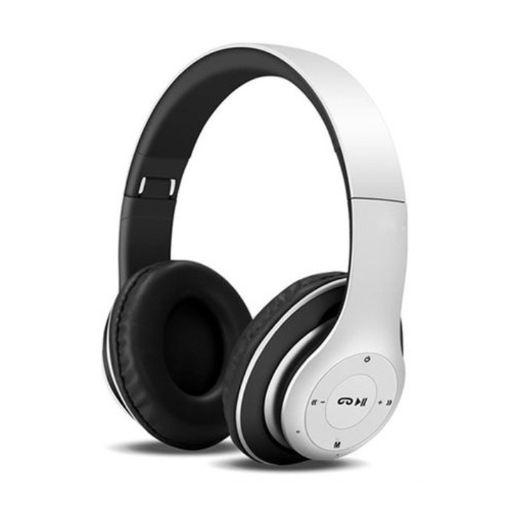 Casti wireless cu microfon si radio P15 alb, KATHODE
