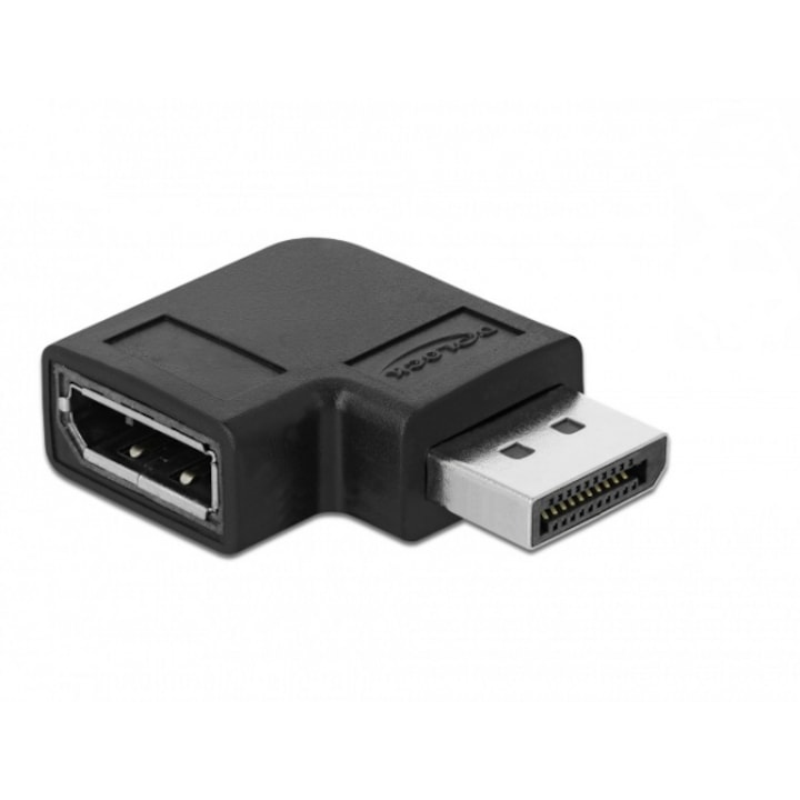 Adaptor Delock DisplayPort 1.4 tata - mama 90°, 8K, 60 Hz, Negru