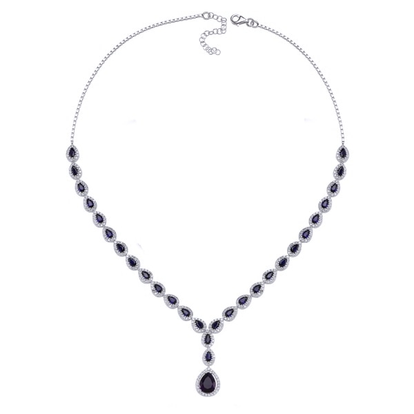 Colier argint 925 rodiat cu zirconii albe si albastre - Be Elegant CSTU0031 - BeSpecial