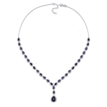 Colier argint 925 rodiat cu zirconii albe si albastre - Be Elegant CSTU0031 - BeSpecial Colier argint 925 rodiat cu zirconii albe si albastre - Be Elegant CSTU0031 - BeSpecial