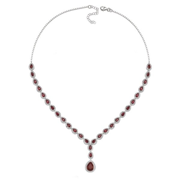 Colier argint 925 rodiat cu zirconii albe si rosii - Be Elegant CSTU0032 - BeSpecial