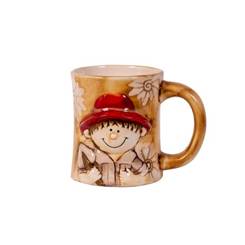 Cana ceramica baietel cu palarie in relief,300 ml Cana ceramica baietel cu palarie in relief,300 ml