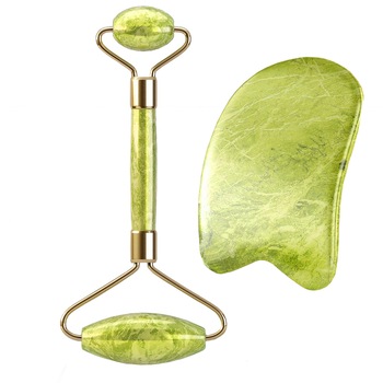 Rola de Jad pentru Fata, Jade Roller, Aparat pentru Masaj Facial si Corporal, Jad, 2 Role, Multifunctional Anti Aging Rola de Jad pentru Fata, Jade Roller, Aparat pentru Masaj Facial si Corporal, Jad, 2 Role, Multifunctional Anti Aging