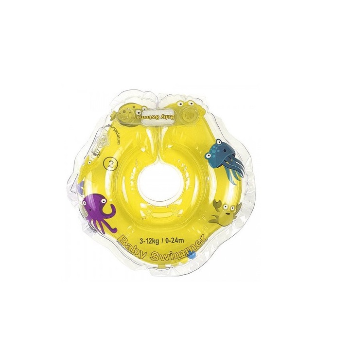 Бебешки пояс за врат BabySwimmer, 0-24 месеца, жълто