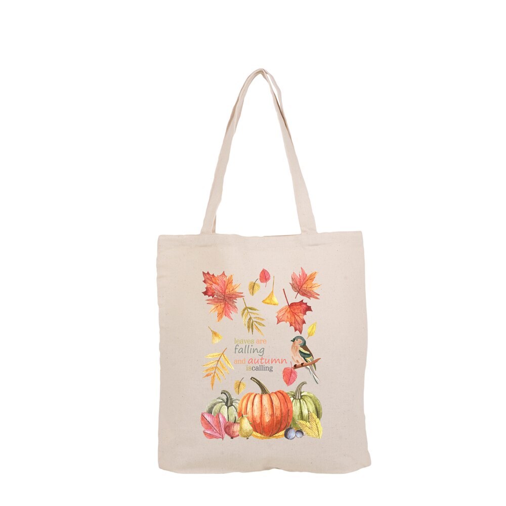 Geanta Atelierul de Panza, model S2 bumbac natur Leaves are falling and autumn is calling