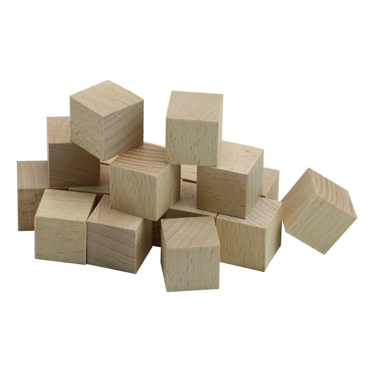 Set cuburi lemn fag, 18 buc, 2 x 2 x 2 cm