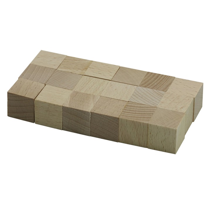 Set cuburi lemn fag, 18 buc, 2 x 2 x 2 cm