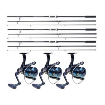 Set 3 Lansete, Baracuda, Master Carp, 3.90 metri, din 3 tronsoane, echipate cu 3 Mulinete, WindBlade, G360RM, cu 6 rulmenti si tambur metalic Set 3 Lansete, Baracuda, Master Carp, 3.90 metri, din 3 tronsoane, echipate cu 3 Mulinete, WindBlade, G360RM, cu 6 rulmenti si tambur metalic