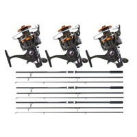 Set 3 Lansete, Baracuda, Master Carp, 3.90 metri, din 3 tronsoane, echipate cu 3 Mulinete, WindBlade, TR12-60, cu 10 rulmenti si baitrunner