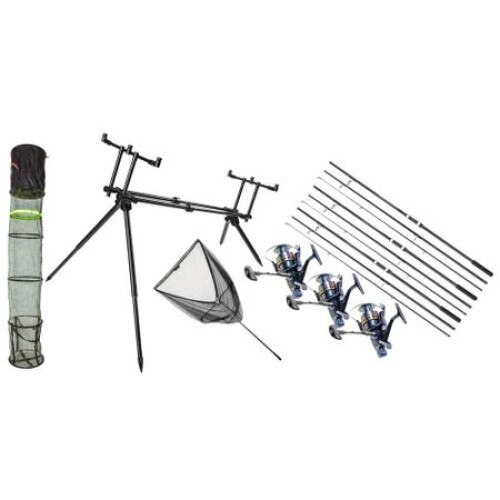 Set 3 Lansete, Master Carp, 3.90 metri, echipate