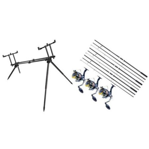Set 3 Lansete, Master Carp, 3.90 metri, echipate cu 3 Mulinete, G360R