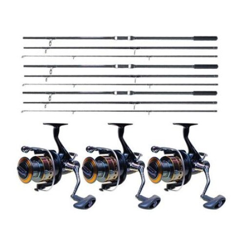 Set 3 Lansete, Baracuda, Master Carp, 3.90 metri, echipate cu 3 Mulinete, WindBlade, J350