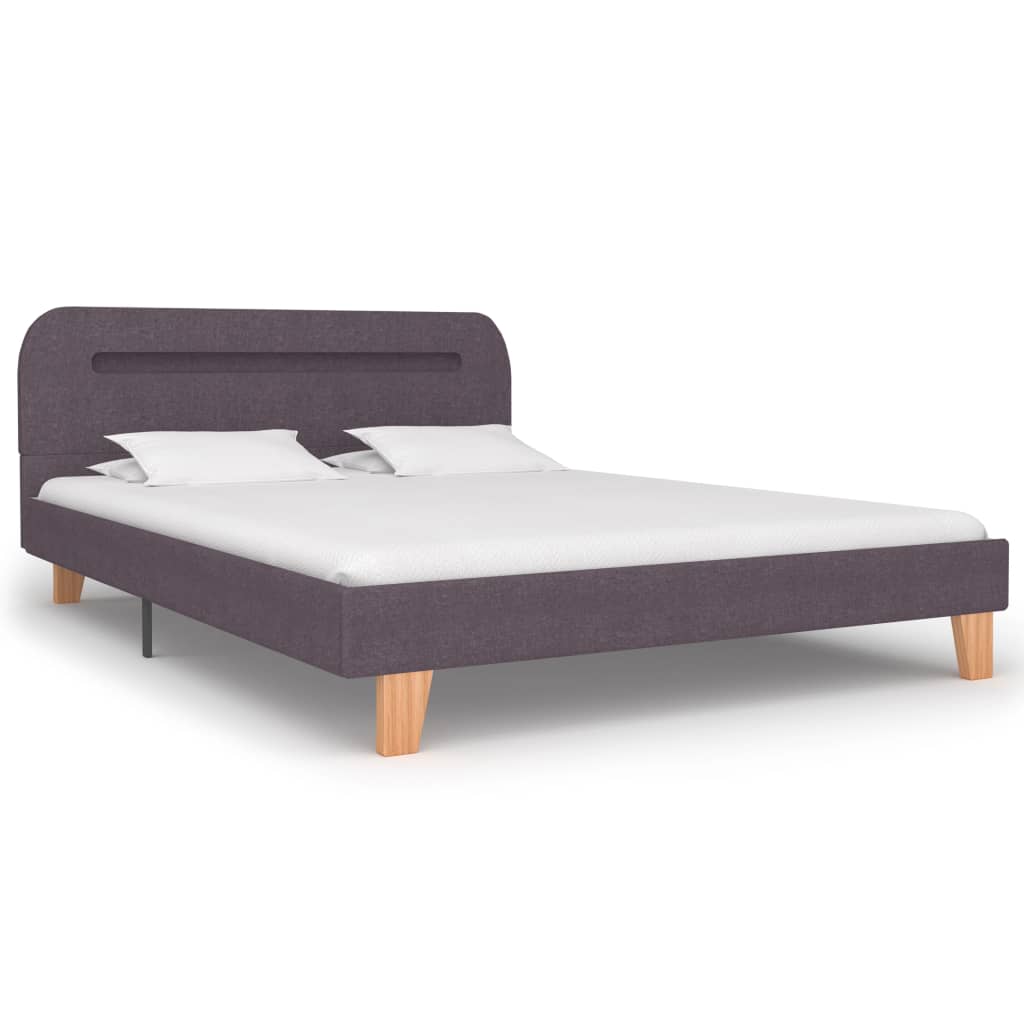 Cadru de pat dublu, LED, vidaXL, Tapiterie textila-Lemn, 140 x 200cm, Maro
