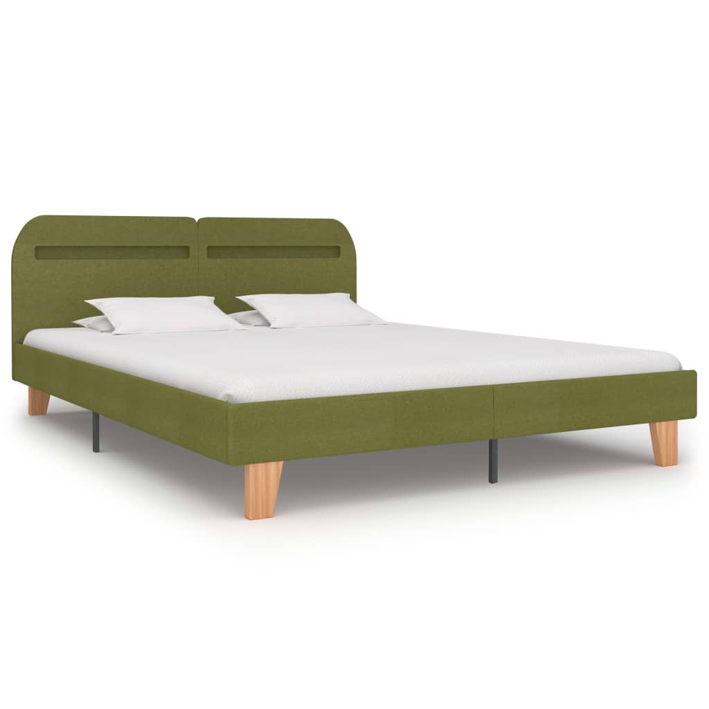 Cadru de pat dublu, LED, vidaXL- Tapiterie textila-Lemn, 180 x 200cm, Verde