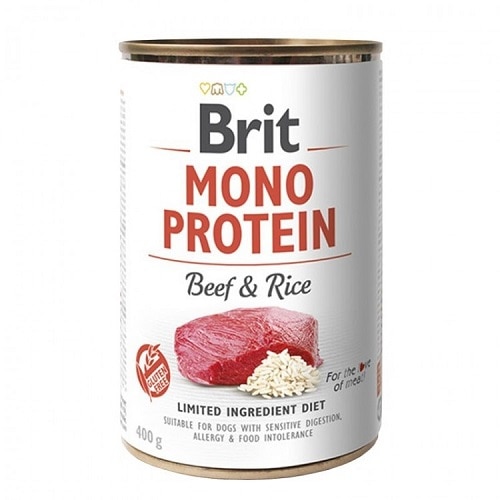 Hrana umeda pentru caini, Brit Mono Protein, Vita&Orez brun, 400g
