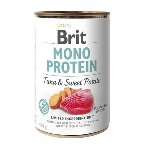 Hrana umeda pentru caini, Brit Mono Protein, Ton&Cartofi Dulci, 400g