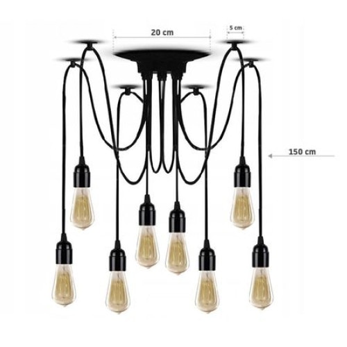 Lustra SPIDER 8, E27, Negru, 220V RUIHE -1108 - eMAG.ro