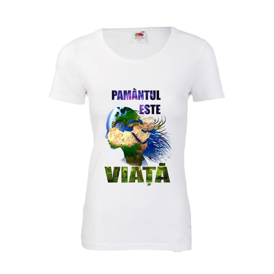 Tricou personalizat alb Fruit of the loom dama mesaj ecologist 