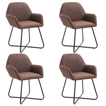 Set de 4 scaune tip fotoliu pentru bucatarie, vidaXL, Maro, 61 x 61 x 84 cm