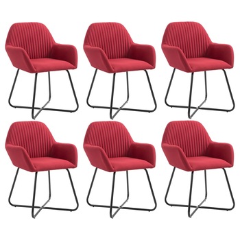 Set de 6 scaune tip fotoliu pentru bucatarie, vidaXL, Rosu, 61 x 61 x 84 cm
