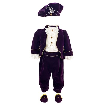 Costum botez, model Micul Print, culoare mov, varsta 0-3 luni Costum botez, model Micul Print, culoare mov, varsta 0-3 luni