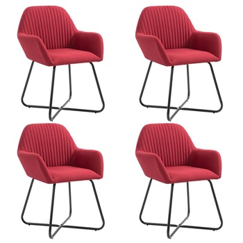 Set de 4 scaune tip fotoliu pentru bucatarie, vidaXL, Rosu, 61 x 61 x 84 cm