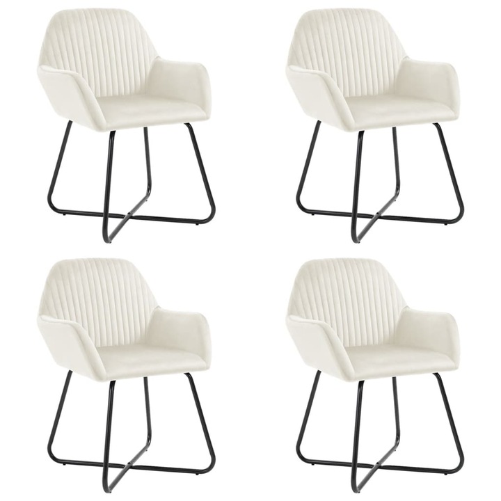 Scaune de bucatarie vidaXL, 4 buc., crem, catifea