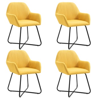Set de 4 scaune tip fotoliu pentru bucatarie, vidaXL, Galben, 61 x 61 x 84 cm