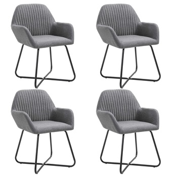 Set de 4 scaune tip fotoliu pentru bucatarie, vidaXL, Gri inchis, 61 x 61 x 84 cm