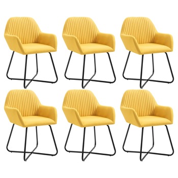 Set de 6 scaune tip fotoliu pentru bucatarie, vidaXL, Galben, 61 x 61 x 84 cm
