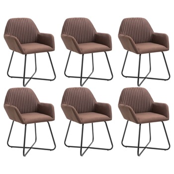 Set de 6 scaune tip fotoliu pentru bucatarie, vidaXL, Maro, 61 x 61 x 84 cm