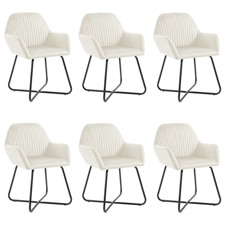 Scaune de bucatarie vidaXL, 6 buc., crem, catifea
