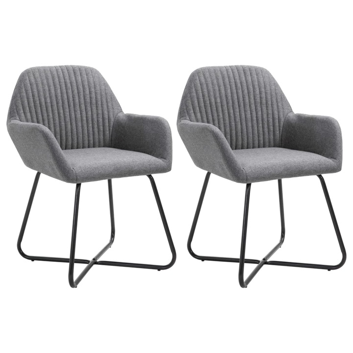 Set scaune de bucatarie vidaXL, 2 buc., gri inchis, material textil, 61 x 61 x 84 cm, 11.65 kg