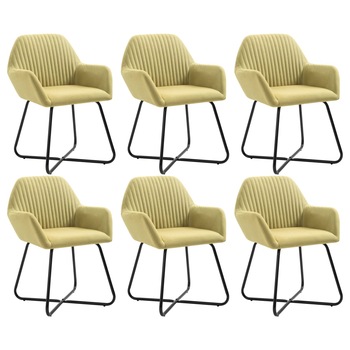 Set de 6 scaune tip fotoliu pentru bucatarie, vidaXL, Verde, 61 x 61 x 84 cm