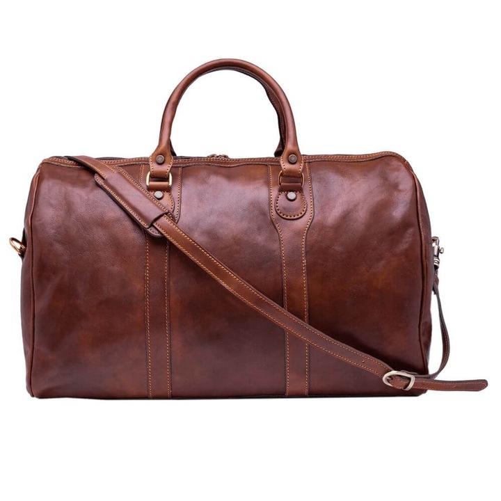 Geanta de voiaj, din piele naturala vachetta, ,,superior'', N4039A, cognac