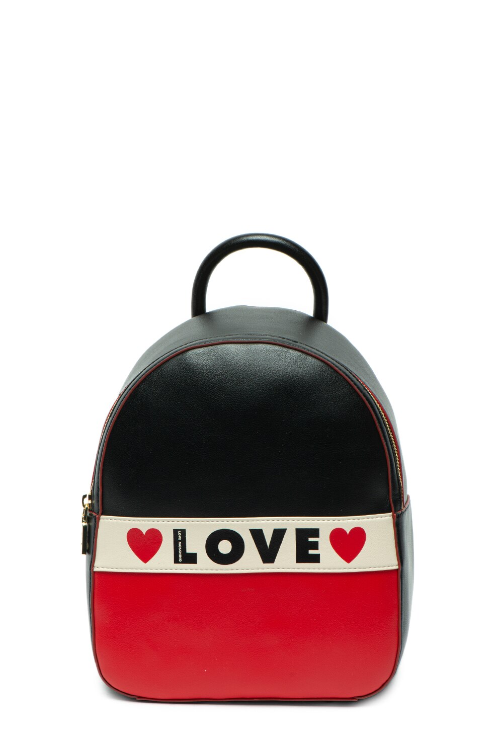 Love Moschino, Rucsac din piele ecologica, cu logo, NEGRU/ROSU/ALB FILDES