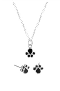 Set lantisor din argint 925 cu pandantiv in forma labuta de catel sau pisica + cercei, 40 cm Set lantisor din argint 925 cu pandantiv in forma labuta de catel sau pisica + cercei, 40 cm