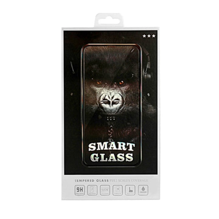 Стъклен протектор Smart Glass, 5D, за Samsung Galaxy A51 5G, Безцветен/Черен