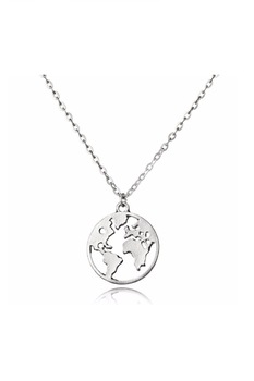 Lant din argint 925 World Map cu pandantiv in forma de glob pamantesc argintiu, 45 cm Lant din argint 925 World Map cu pandantiv in forma de glob pamantesc argintiu, 45 cm