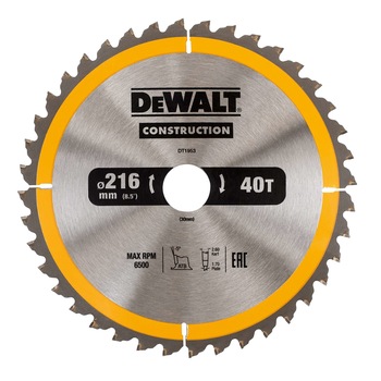 Disc pentru constructii 216x30mm 40 dinti DT1953-QZ Disc pentru constructii 216x30mm 40 dinti DT1953-QZ