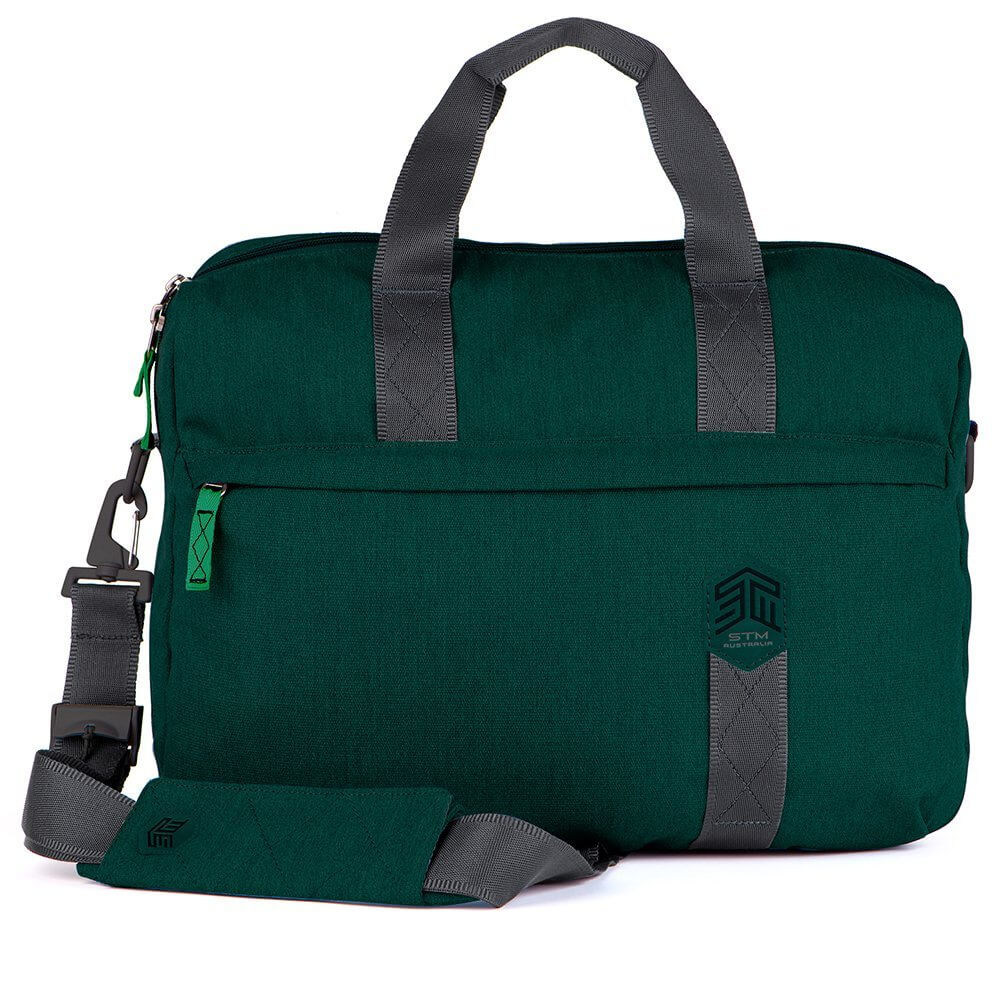 Geanta de designer cu manere pentru MacBook si laptopuri de pana la 15,4 inch, STM Judge Laptop Brief, verde