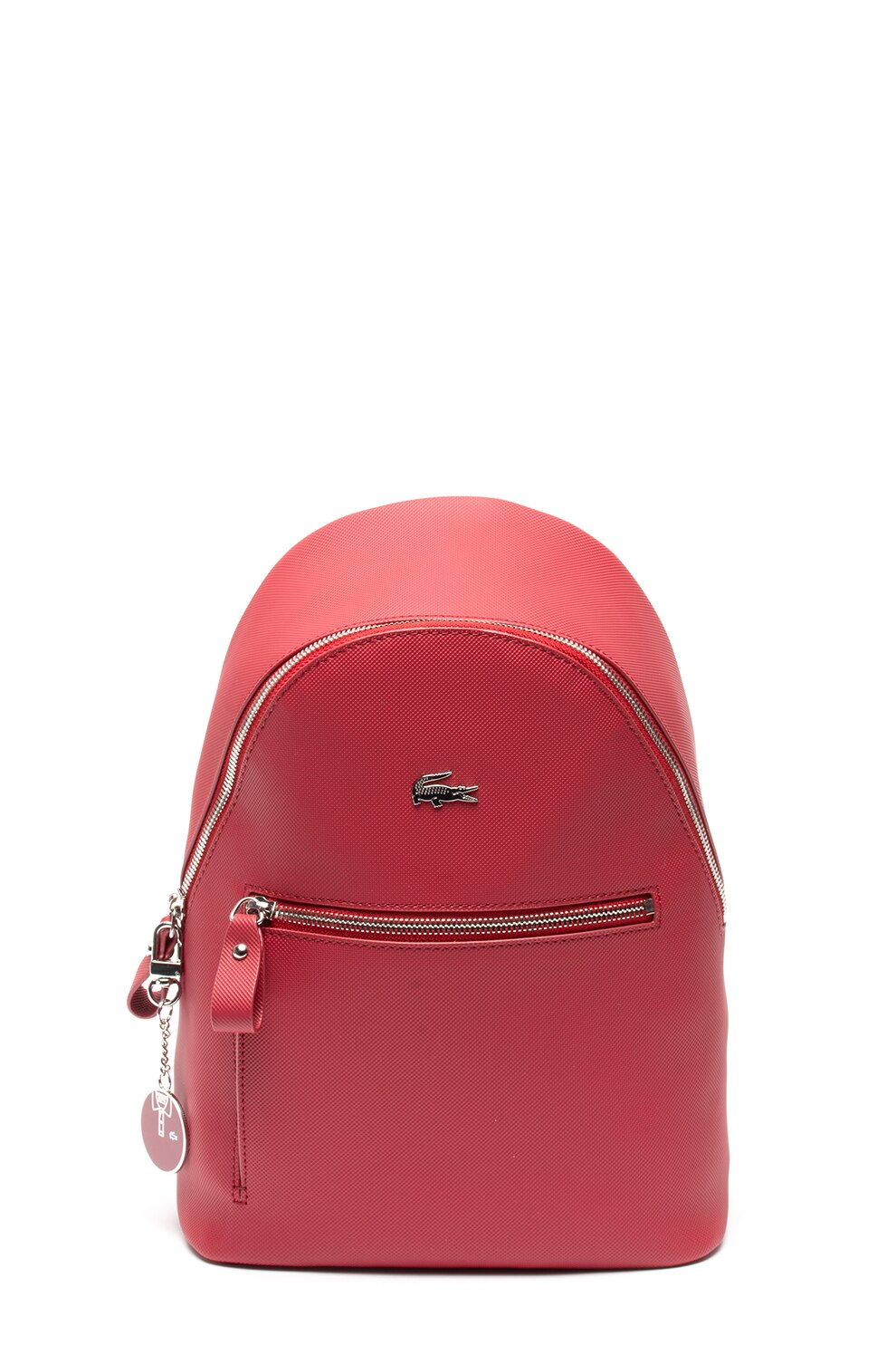 Lacoste, Rucsac de piele saffiano sintetica, Rosu inchis